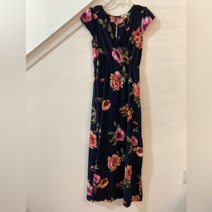 Gilli Floral Maxi Dress Small Navy